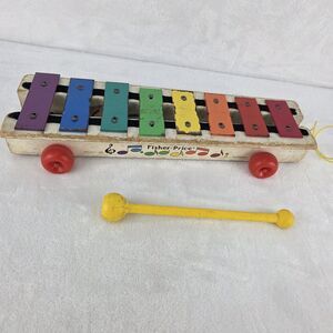 Vintage 1978 Fisher-Price No 870 Musical Xylophone Pull-a-Tune Toy W/ Mallet USA